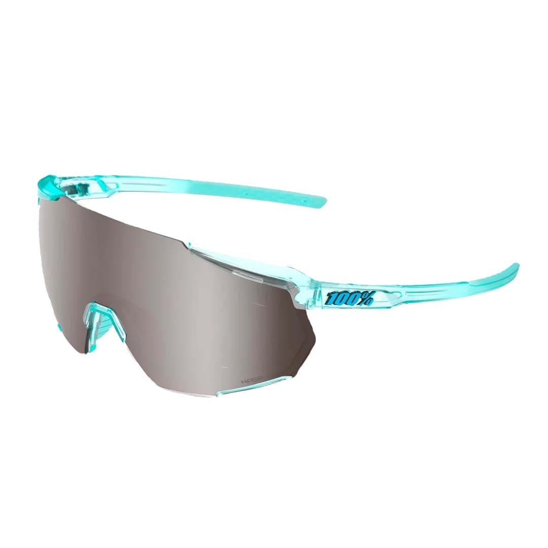 100% Racetrap 3.0 Glasses Polished Translucent Mint - HiPER Silver Mirror Lens Apparel - Apparel Accessories - Sunglasses