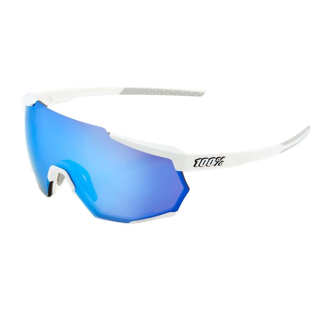 100% Racetrap Matte White/HiPER Blue Multilayer Mirror Lens Apparel - Apparel Accessories - Sunglasses