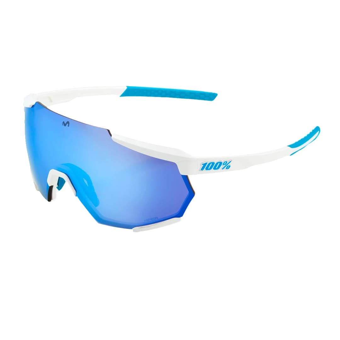 100% Racetrap Movistar Team White/HiPER Blue Lens Apparel - Apparel Accessories - Sunglasses