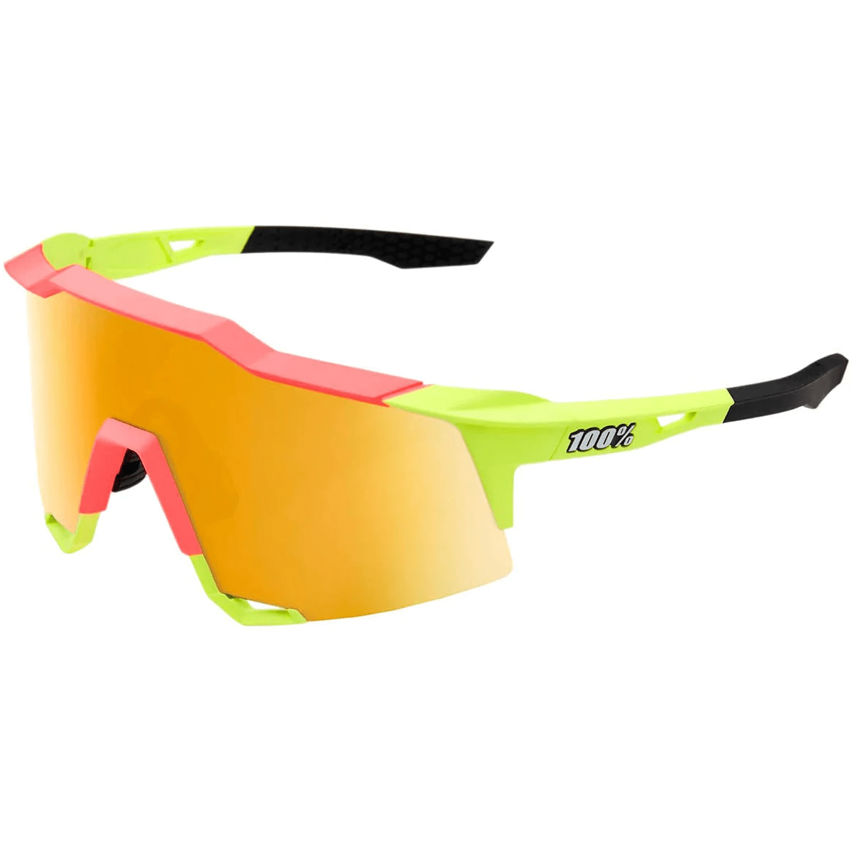 100% Speedcraft Matte Washed Out Neon Yellow - Flash Gold Mirror Lens Apparel - Apparel Accessories - Sunglasses