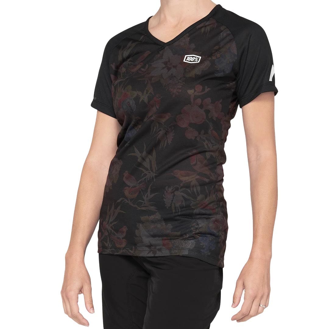 100% Women's Airmatic Jersey Black Floral / Small Apparel - Clothing - Women's Jerseys - Mountain