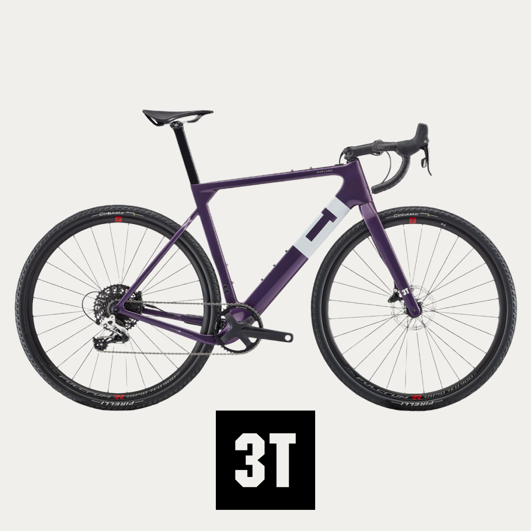 A unique purple 3T gravel bike, blending off-road capability with a lightweight frame and versatile geometry for adventure riding @ Bici.