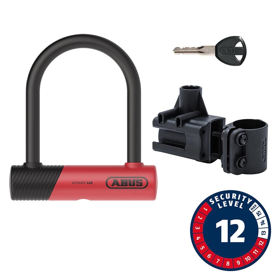 Abus Ultimate 420K Mini Abus, Ultimate 420K Mini, U-Lock, Key, 140x150mm, 5.5''x5.9'', Thickness in mm: 14mm, Red U-Locks