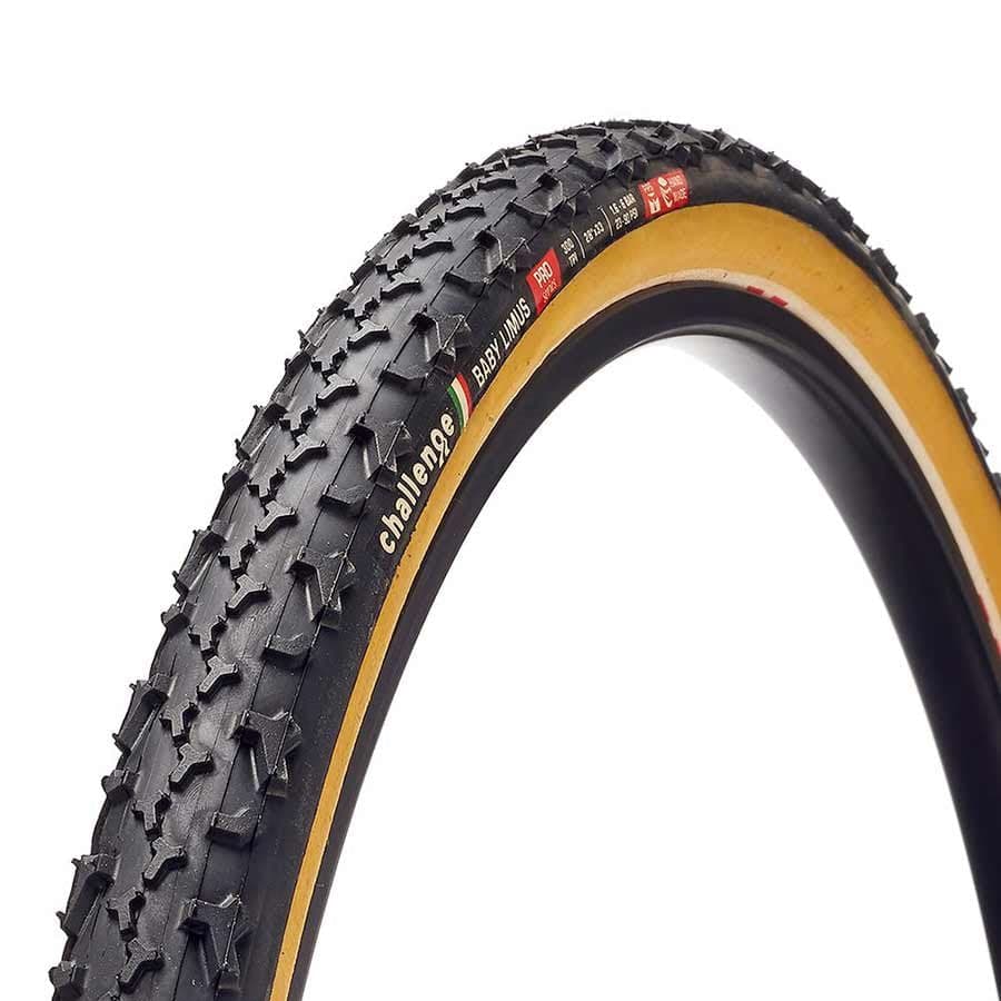 Challenge Baby Limus Pro Challenge, Baby Limus Pro, Tire, 700x33C, Folding, Tubular, Natural, SuperPoly, PPS, 300TPI, Tanwall / 700 Gravel Tires