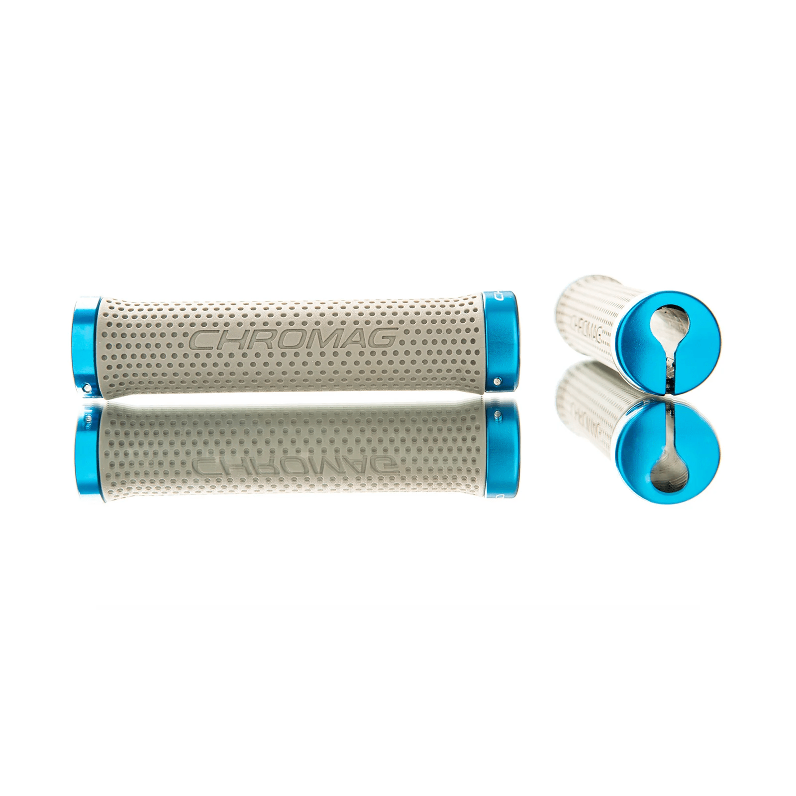 Chromag Basis Grips Grey/Blue Parts - Handlebar Grips