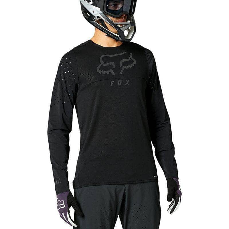 Fox Racing Flexair Delta LS Jersey Black Black / Small Apparel - Clothing - Men's Jerseys - Mountain