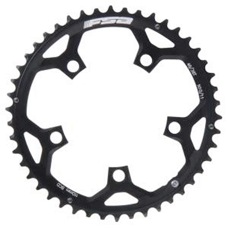 FSA Pro Road 53T Chainring FSA, 53T, 10/11sp., BCD: 130mm, 5 Bolts, Pro Road, Outer Chainring, For Double, Aluminum, Black, 371-0153E Chainrings