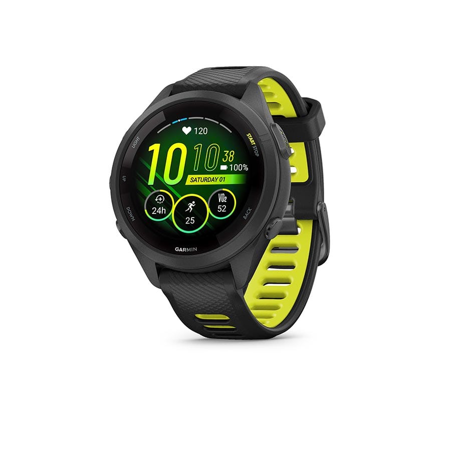 Garmin Forerunner 265S Music Black, Wristband: Black/Amp Yellow - Silicone Watches