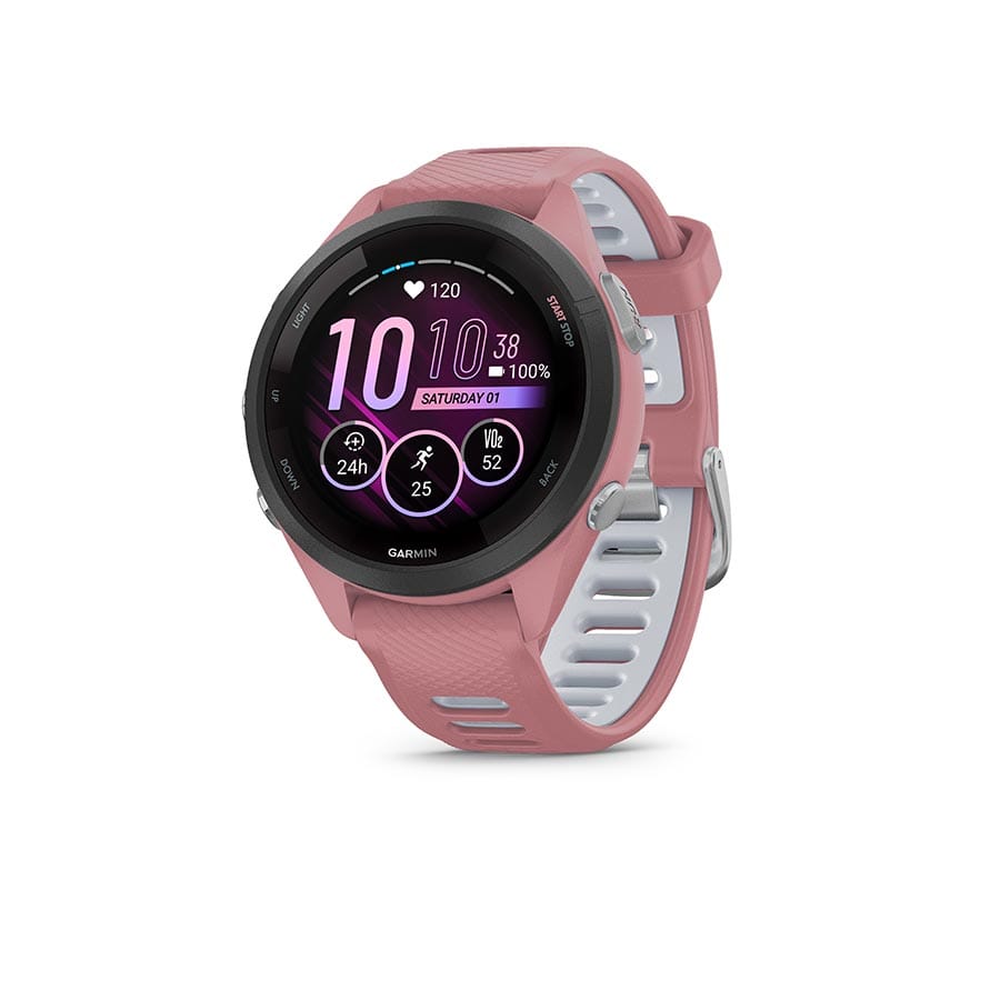 Garmin Forerunner 265S Music Light Pink, Wristband: Light Pink/Powder Grey - Silicone Watches