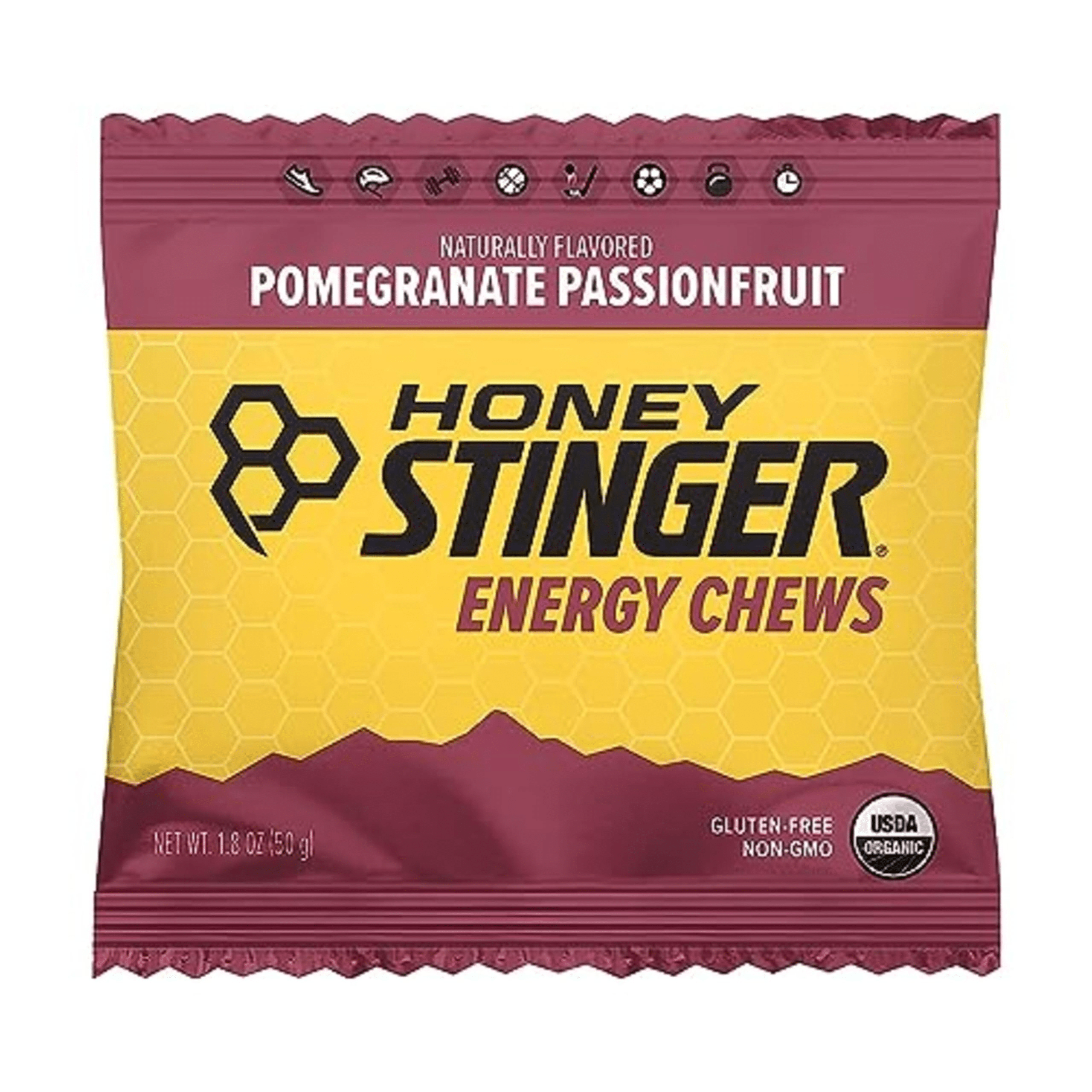 Honey Stinger Organic Energy Chews Box of 12 Pomegranate Passionfruit Other - Nutrition - Gummies