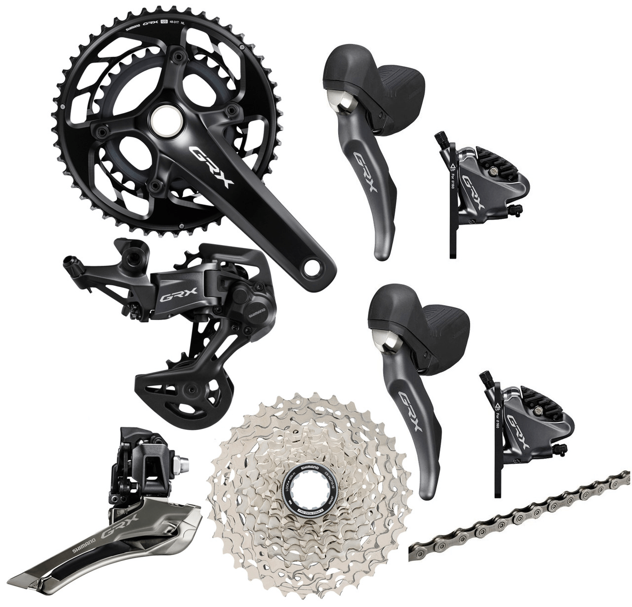 Shimano GRX RX820 2x Undroppable Disc Groupset 170mm 48-31t Parts - Groupsets - Gravel