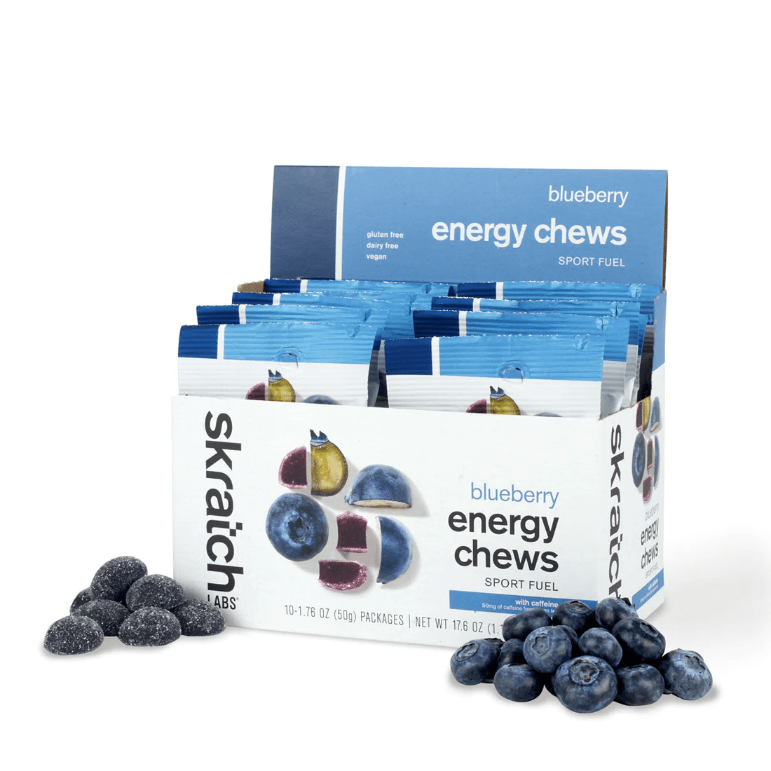 Skratch Labs Sport Energy Chews Box of 10 Blueberry w/ Caffeine Other - Nutrition - Gummies