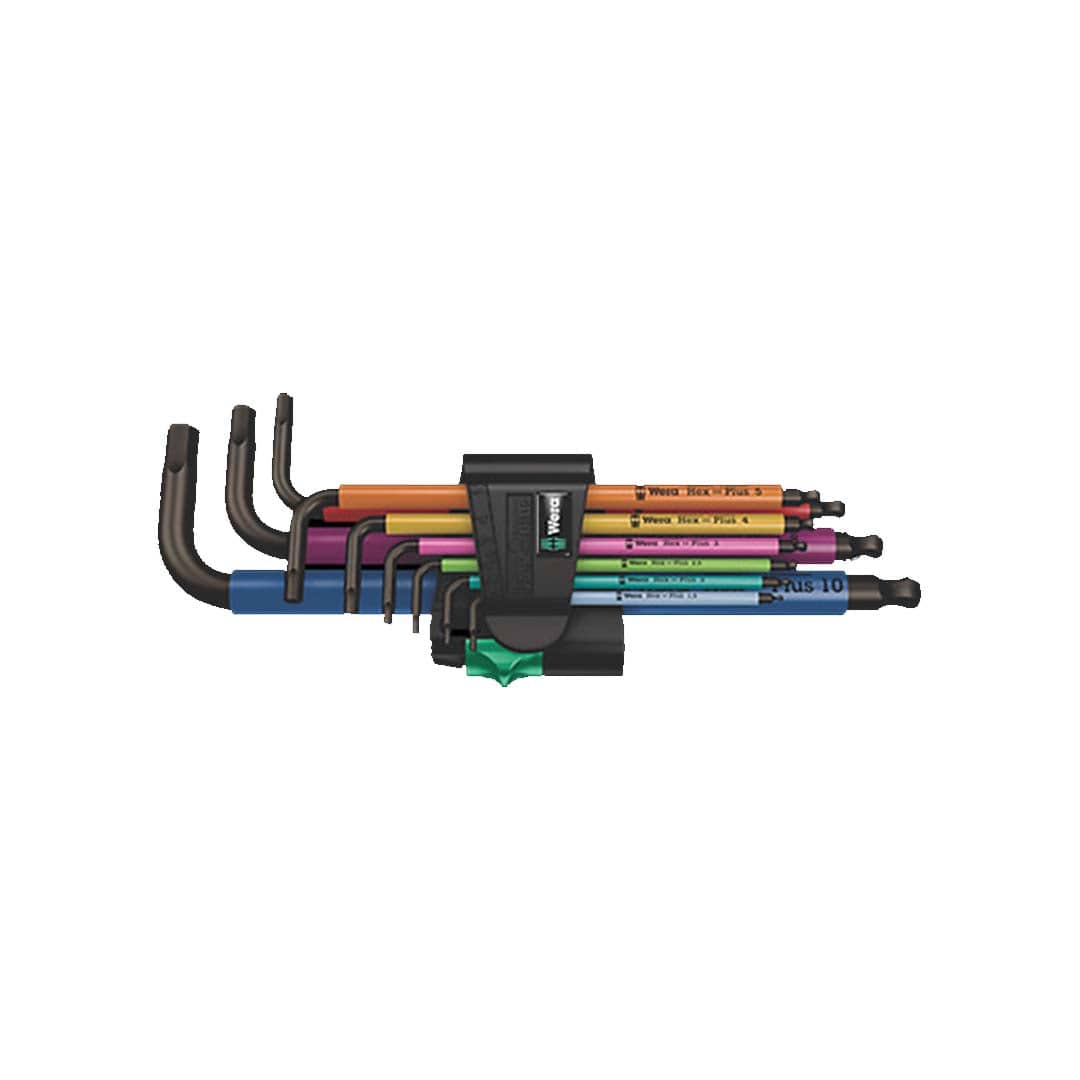 Wera Hex Plus Multicolour L-Key Set Metric 9 Pieces Accessories - Tools - Hex & Torx Wrenches