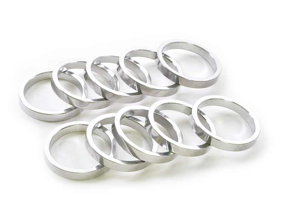 Wheels Manufacturing Aluminum Spacer 1.5mm/2.5mm/5mm/7.5mm/10mm, Aluminum, 105pcs Headset Spacers