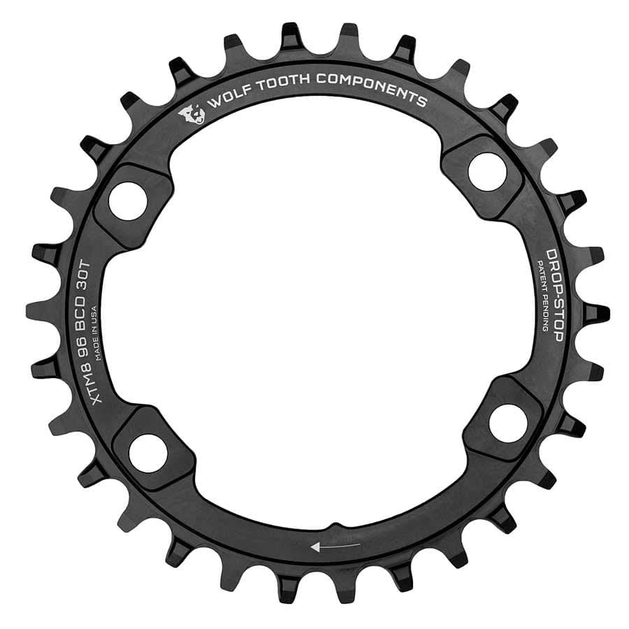 Wolf Tooth Components BCD 96mm XT M8000 0, Speed: 9-12, BCD: 96, Bolts: 4, 7075 Aluminum, Black Chainrings