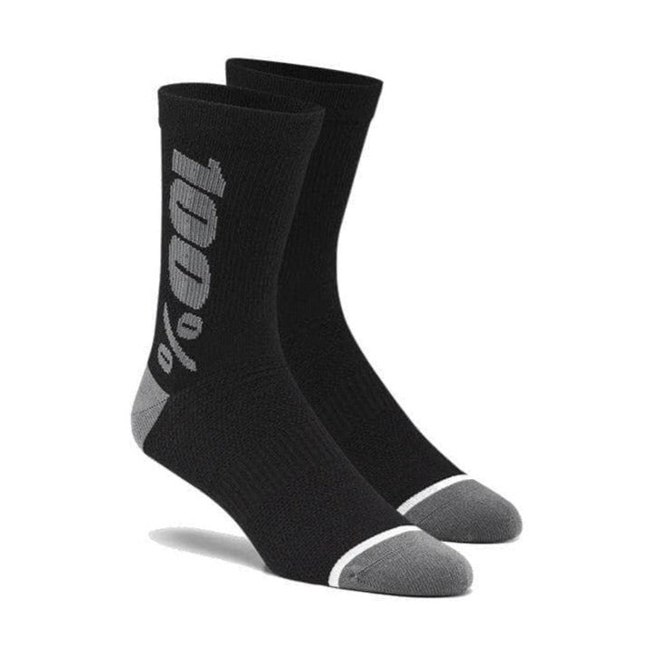 100% 100% Rythym Merino Wool Performance Socks Black/Grey / L/XL