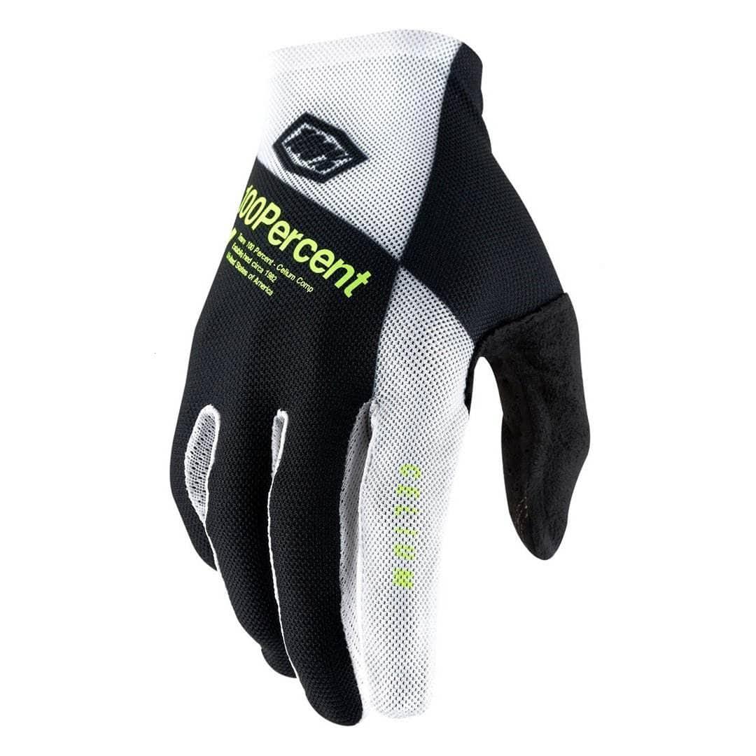 100% 100% Celium Glove Black/White/Fluo Yellow / L