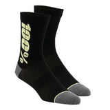 100% 100% Rythym Merino Wool Performance Socks Black/Yellow / L/XL