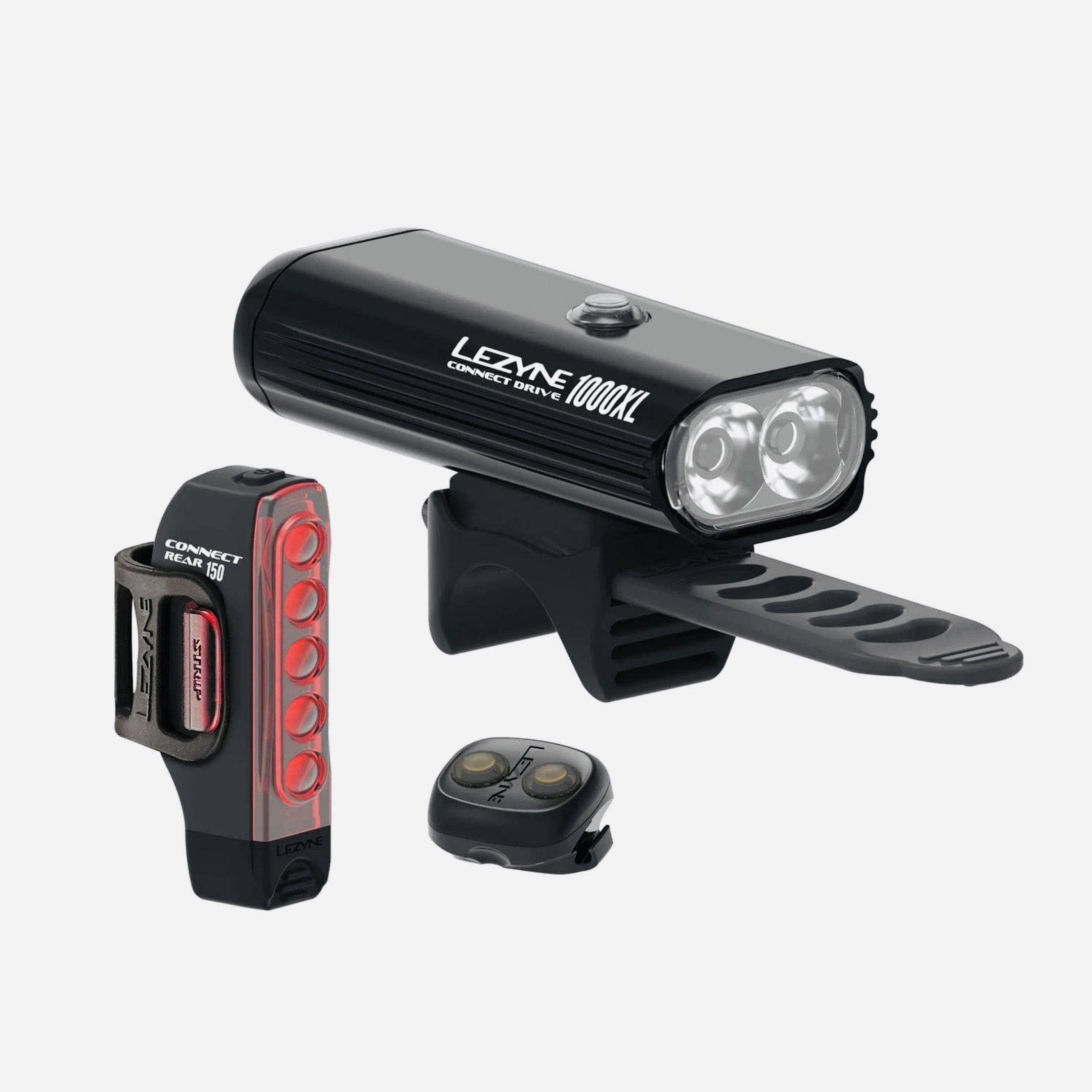 Lezyne Lezyne Connect Drive Pro 1000XL Front and Strip Connect Rear Light Set Black